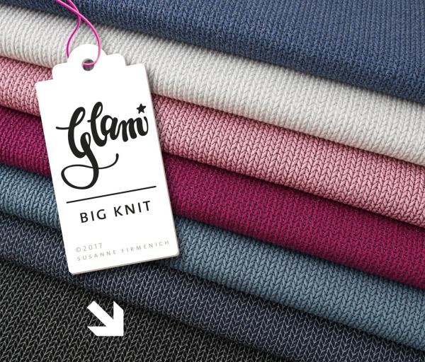 RESTSTÜCK 1,70m !!! - Bio Jacquard Jersey - Big Knit Knit - schwarz/mittelgrau - GLAM - Hamburger Liebe